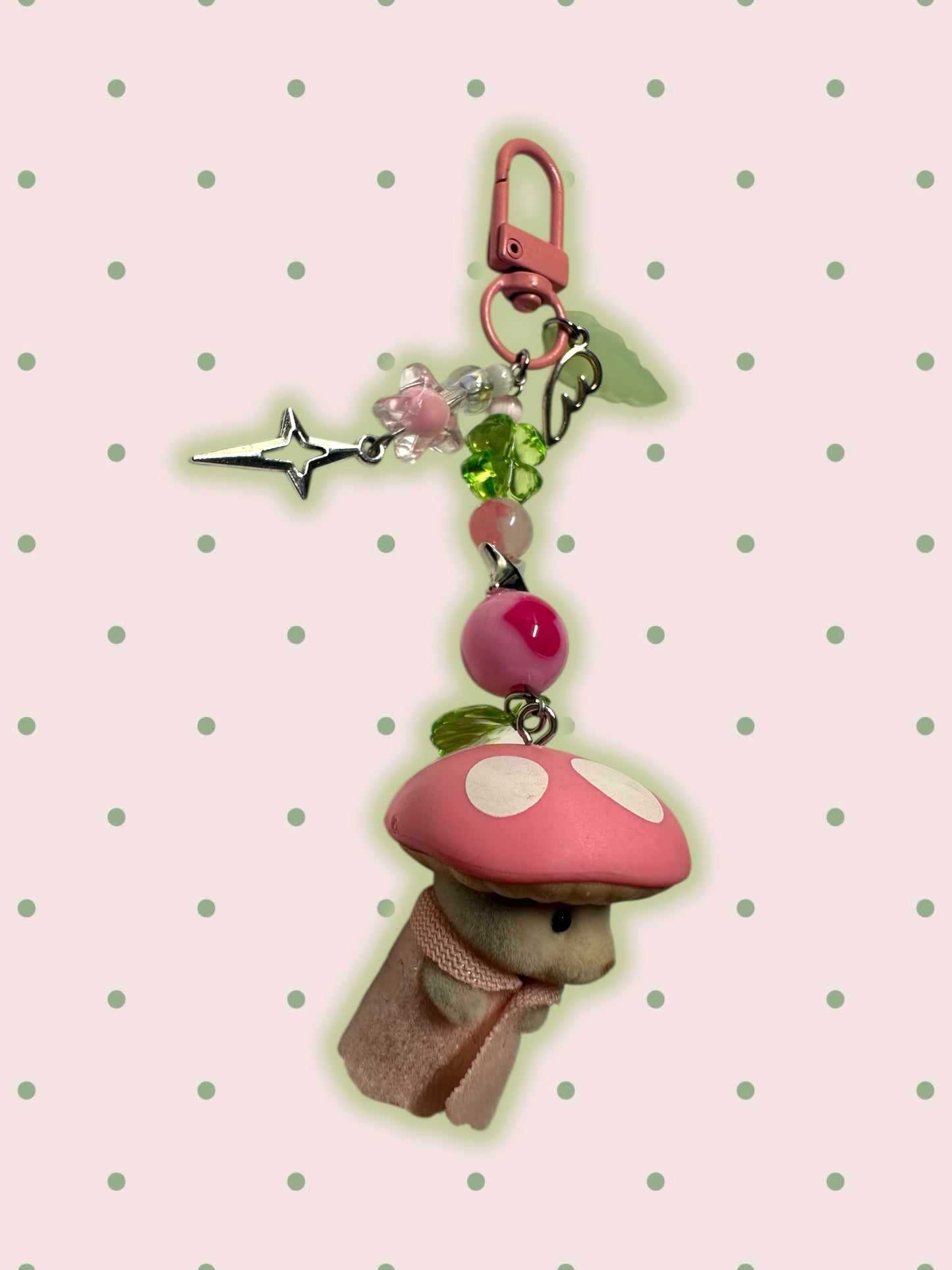 Calico Critter mushroom keychain