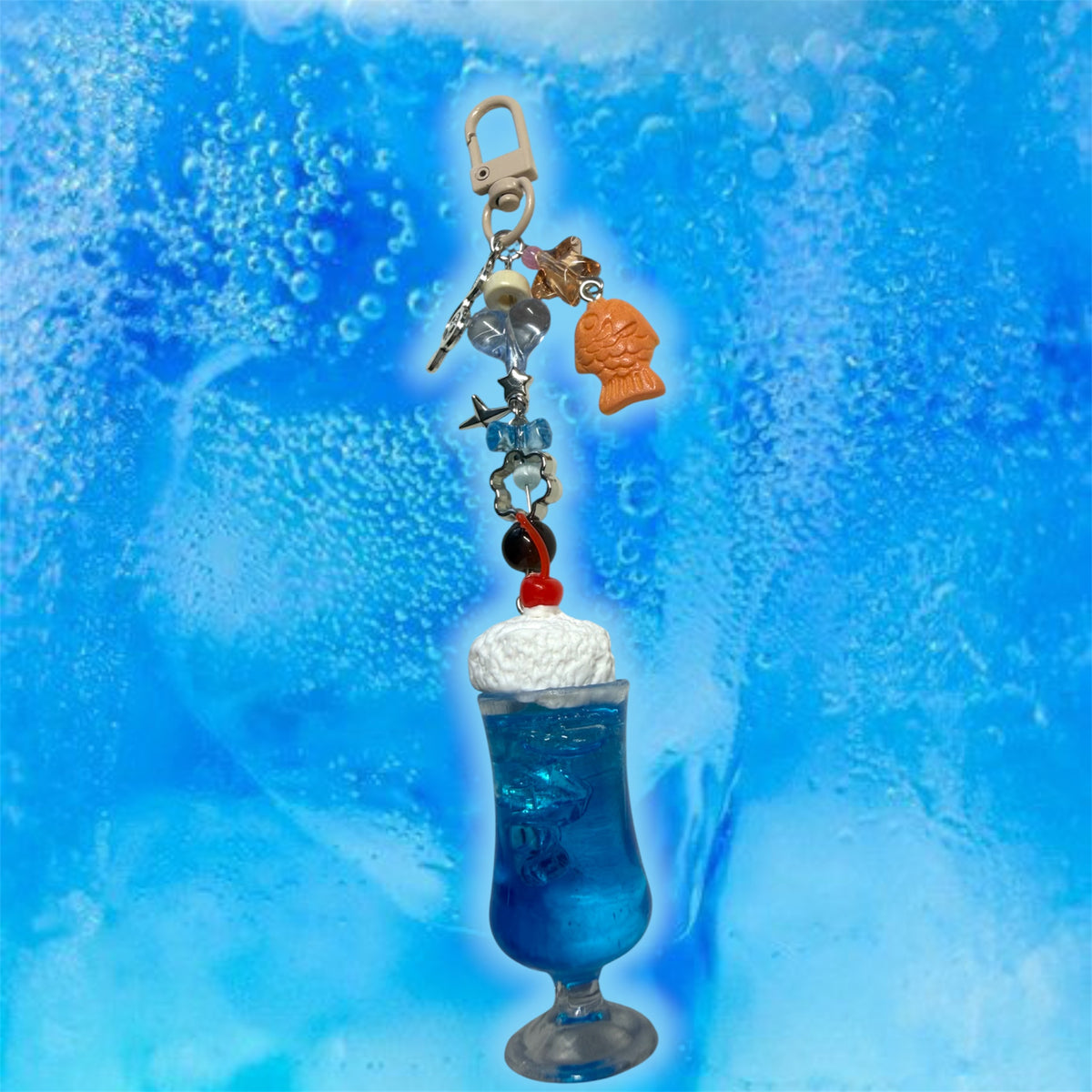 Dessert Blue Cream Soda Inspired Keychain