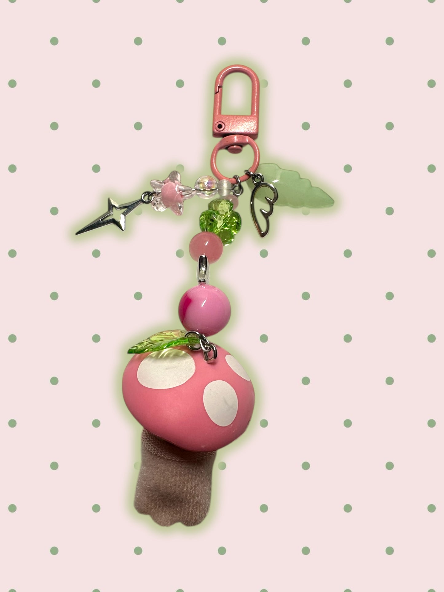 Calico Critter mushroom keychain