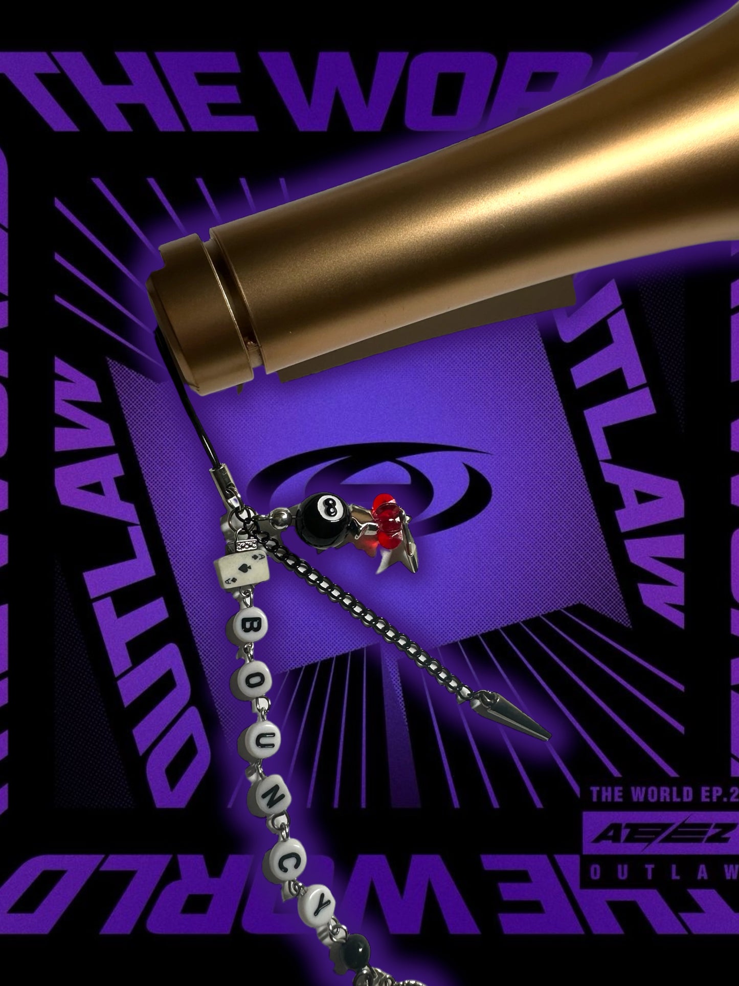 Ateez Bouncy inspired lightstick/phone strap