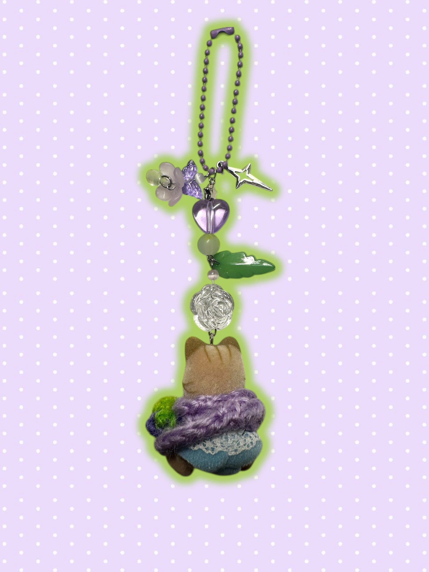 Calico Critter Cat flower keychain