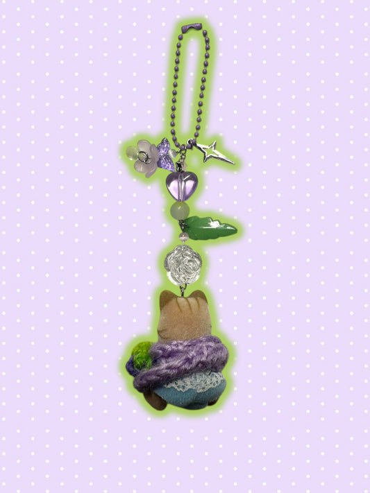 Calico Critter Cat flower keychain