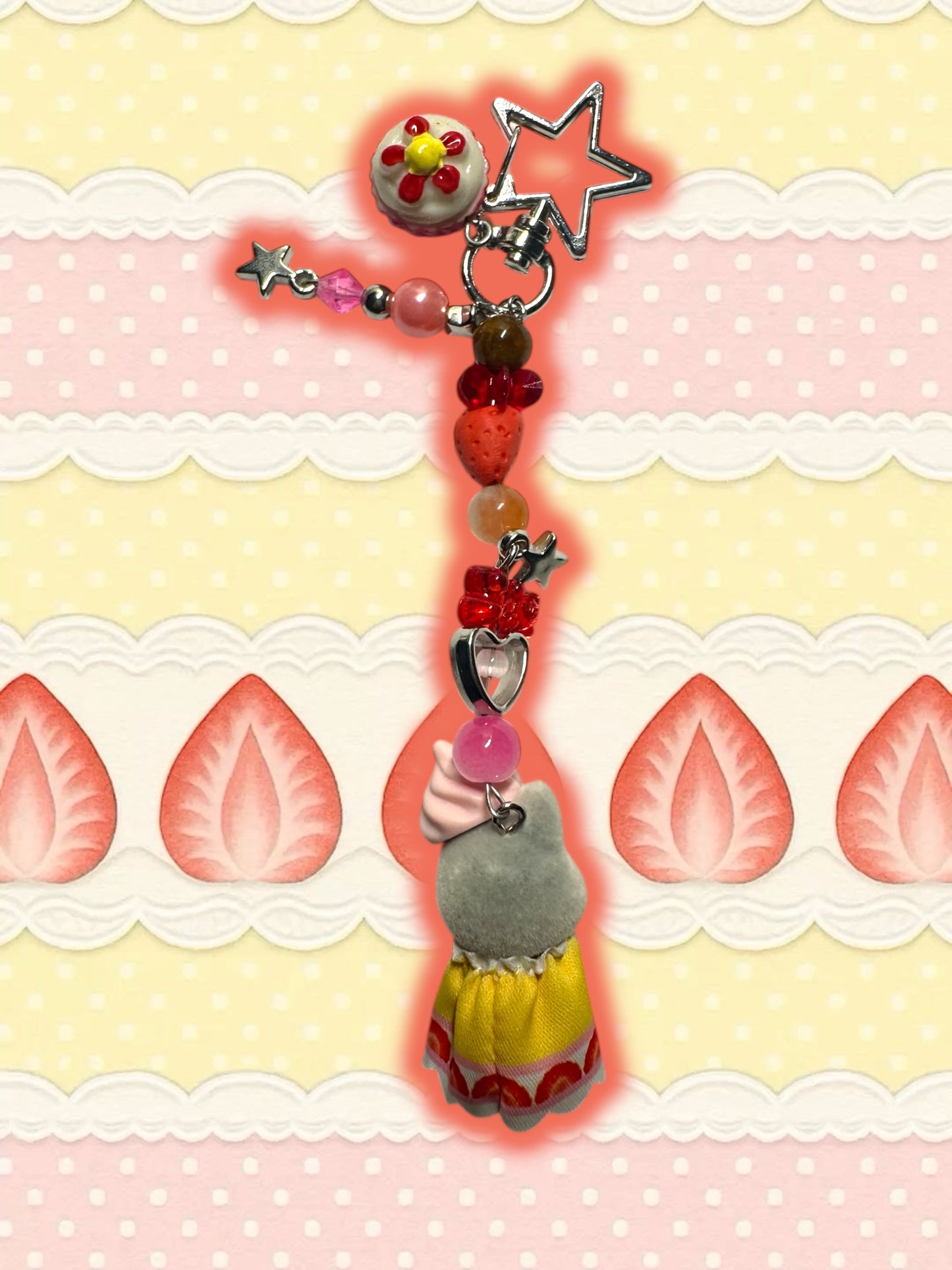 Calico Critter strawberry cream keychain