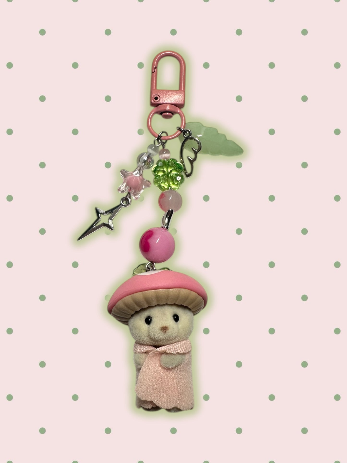 Calico Critter mushroom keychain