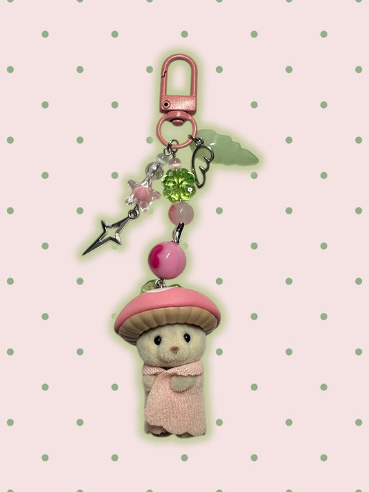 Calico Critter mushroom keychain