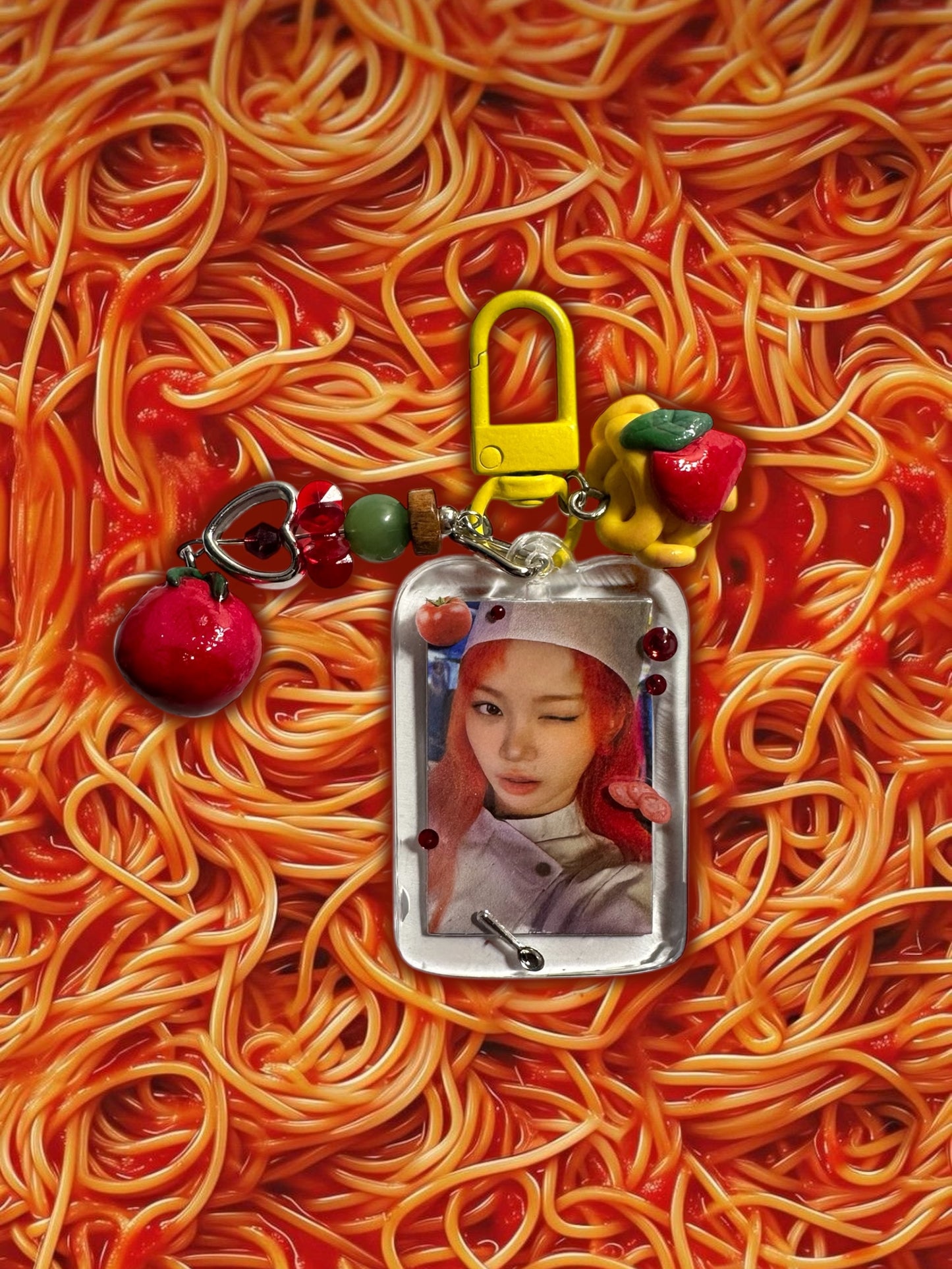 Le Sserafim Spaghetti Chaewon inspired keychain