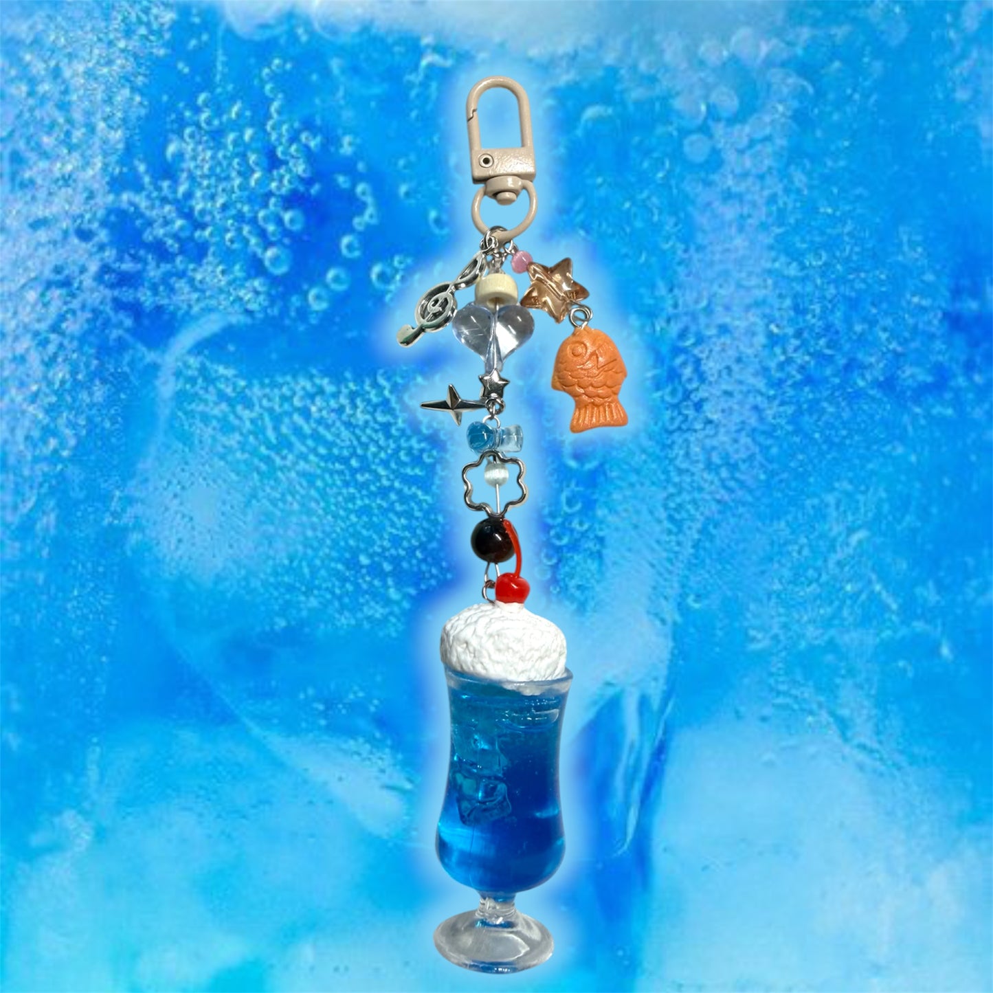 Dessert Blue Cream Soda Inspired Keychain